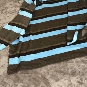 Chic Blue and Black Striped Top